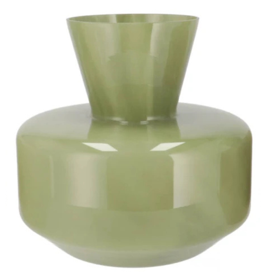 Glazen Vaas – 25 cm Hoog – Warm Groen