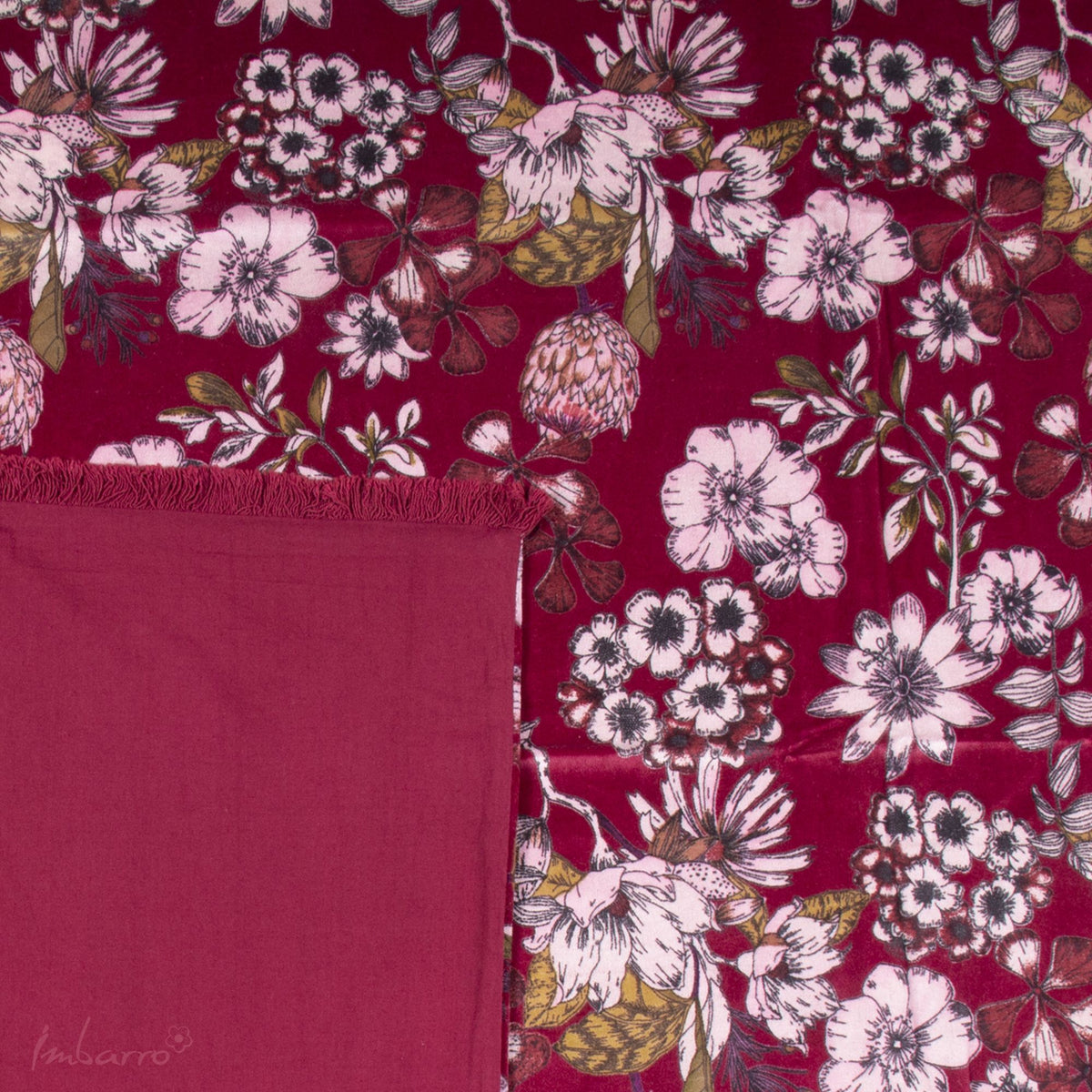 Plaid bloemen Burgundy 110x180 cm