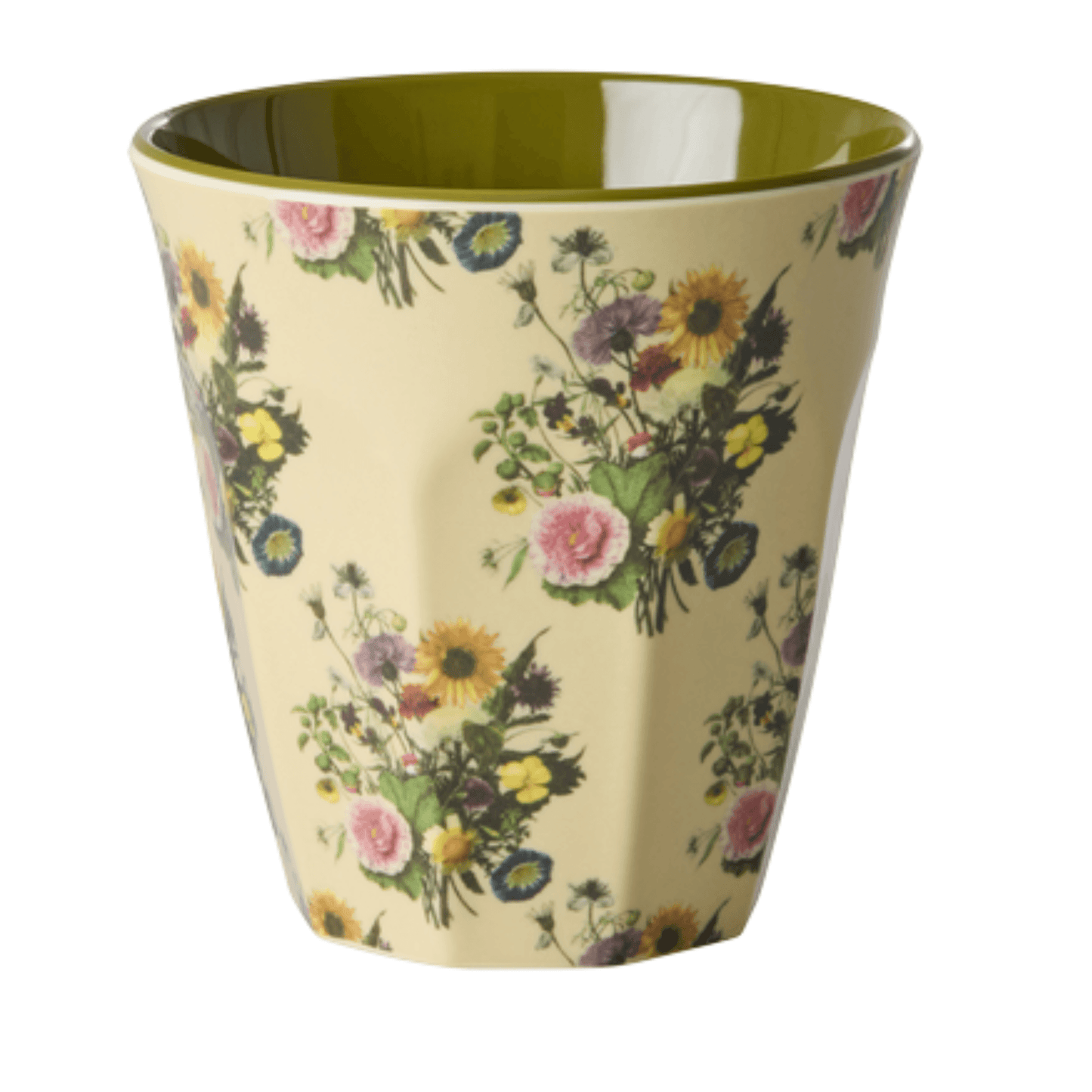 Melamine beker medium - Retro Bouquet Print - Rice