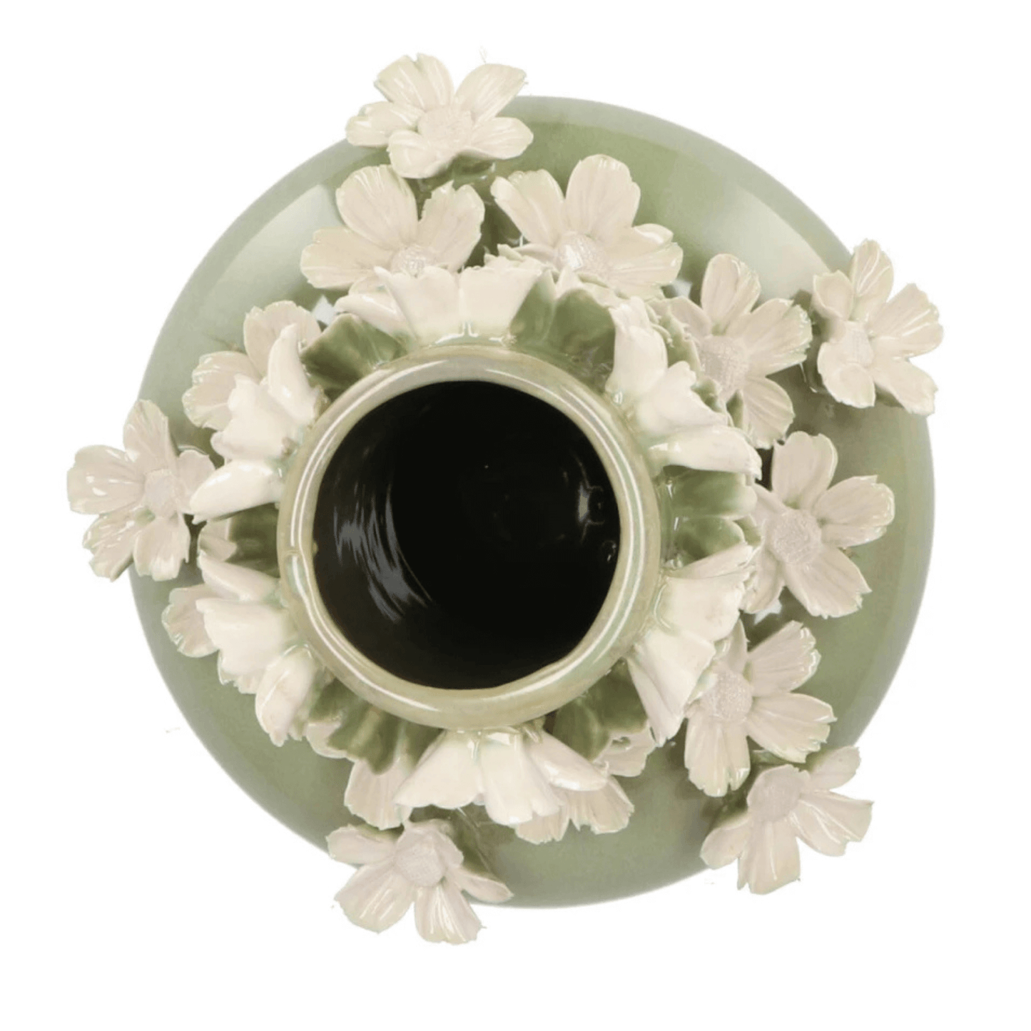 Keramieken vaas met bloemsculpturen – H32 x Ø21 cm