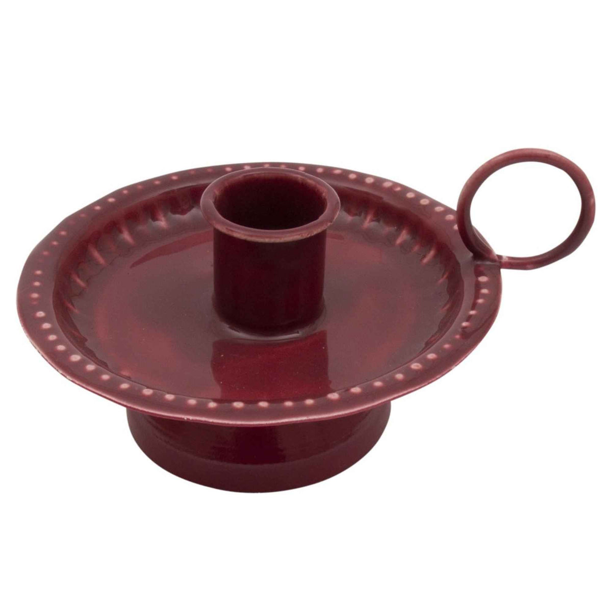 Metalen kandelaar met handvat- Burgundy
