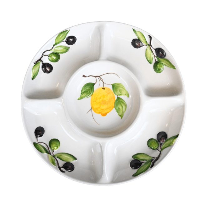 Olivenplatte Handbemalt – Italien – Ø 25 cm
