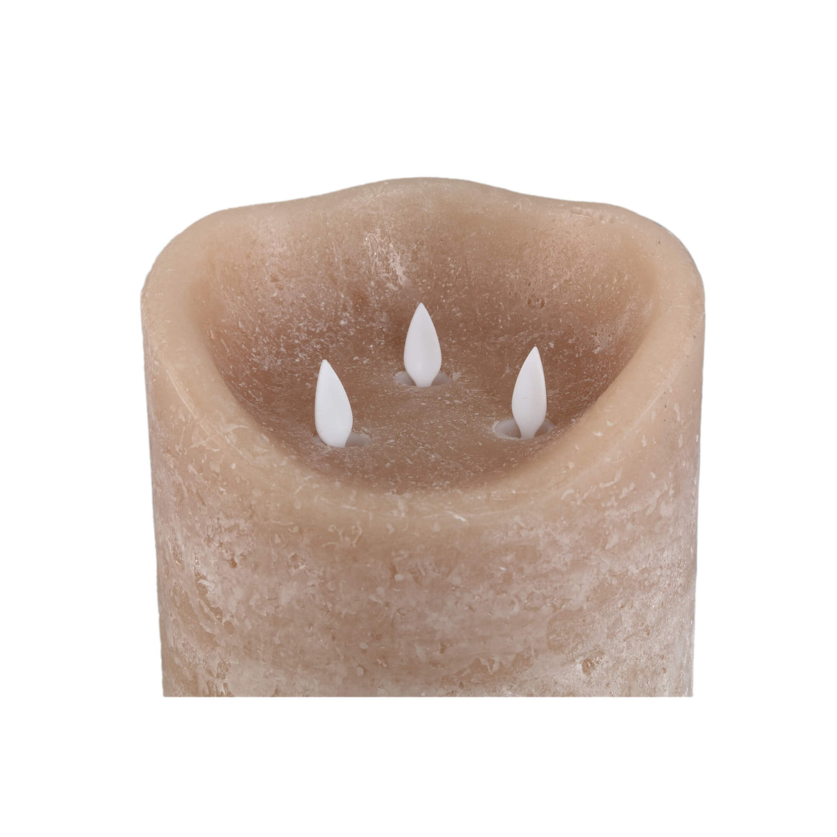 Grote LED kaars met 3 lontjes - Rustic Beige – 3 maten
