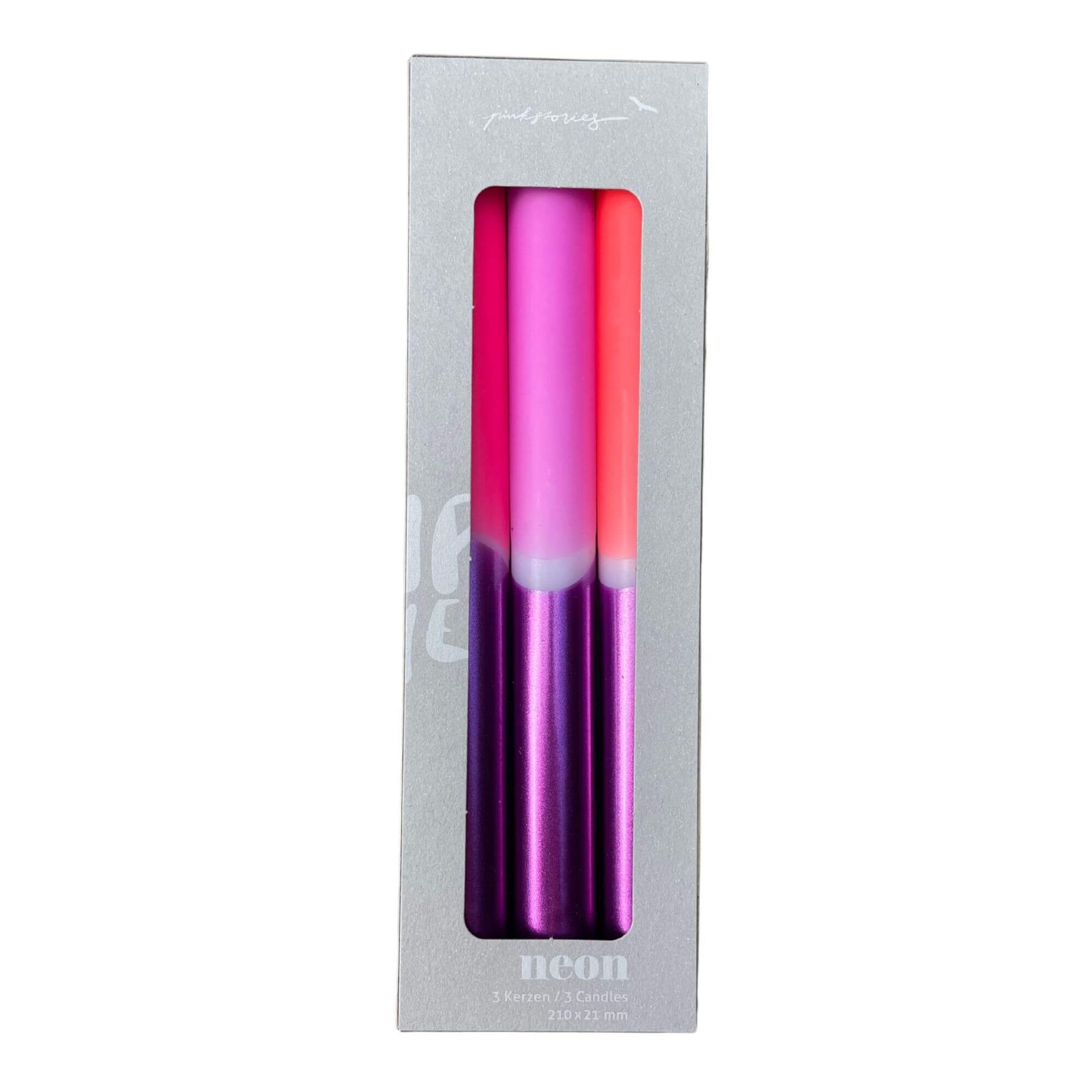 Dip Dye Xenon glossy kaarsen per 3 verpakt - Pink Stories