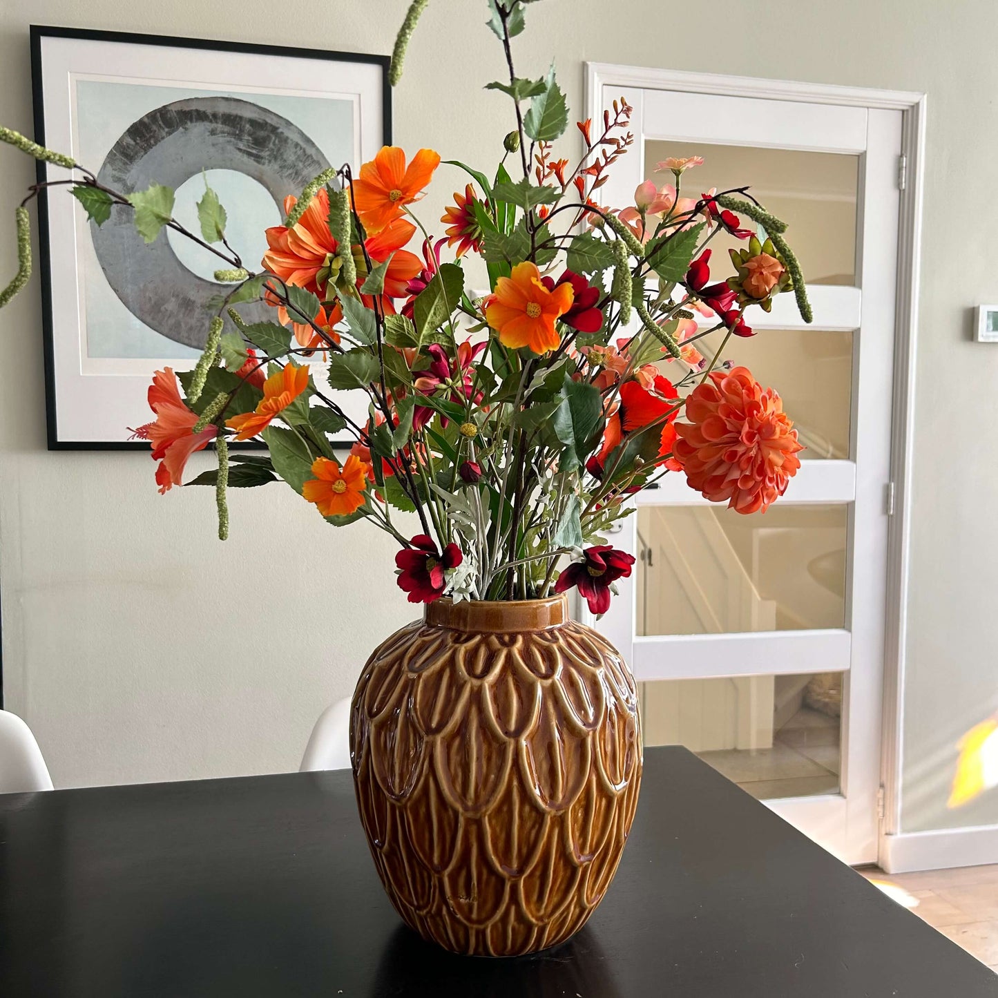 Kunstbloem Dahlia oranje