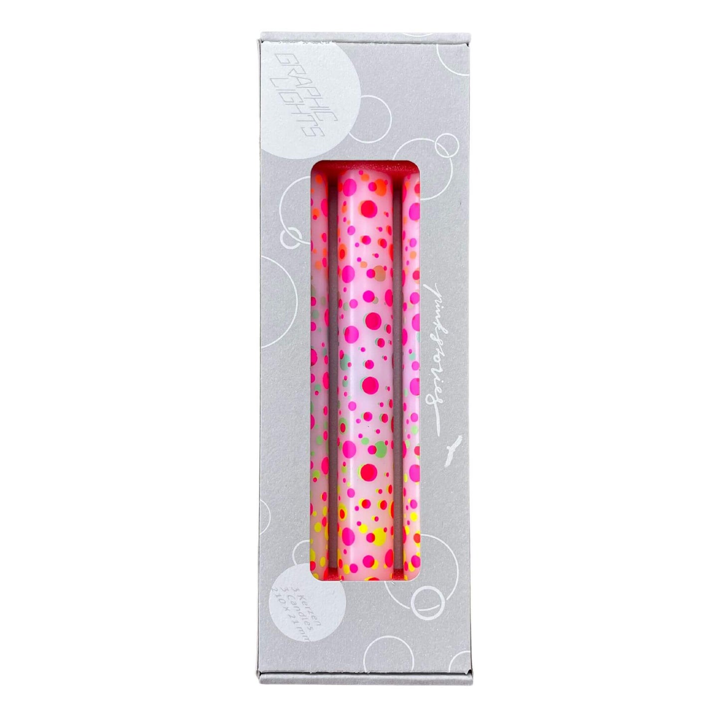 Dip Dye Graphic Dots kaarsen per 3 verpakt - Pink Stories