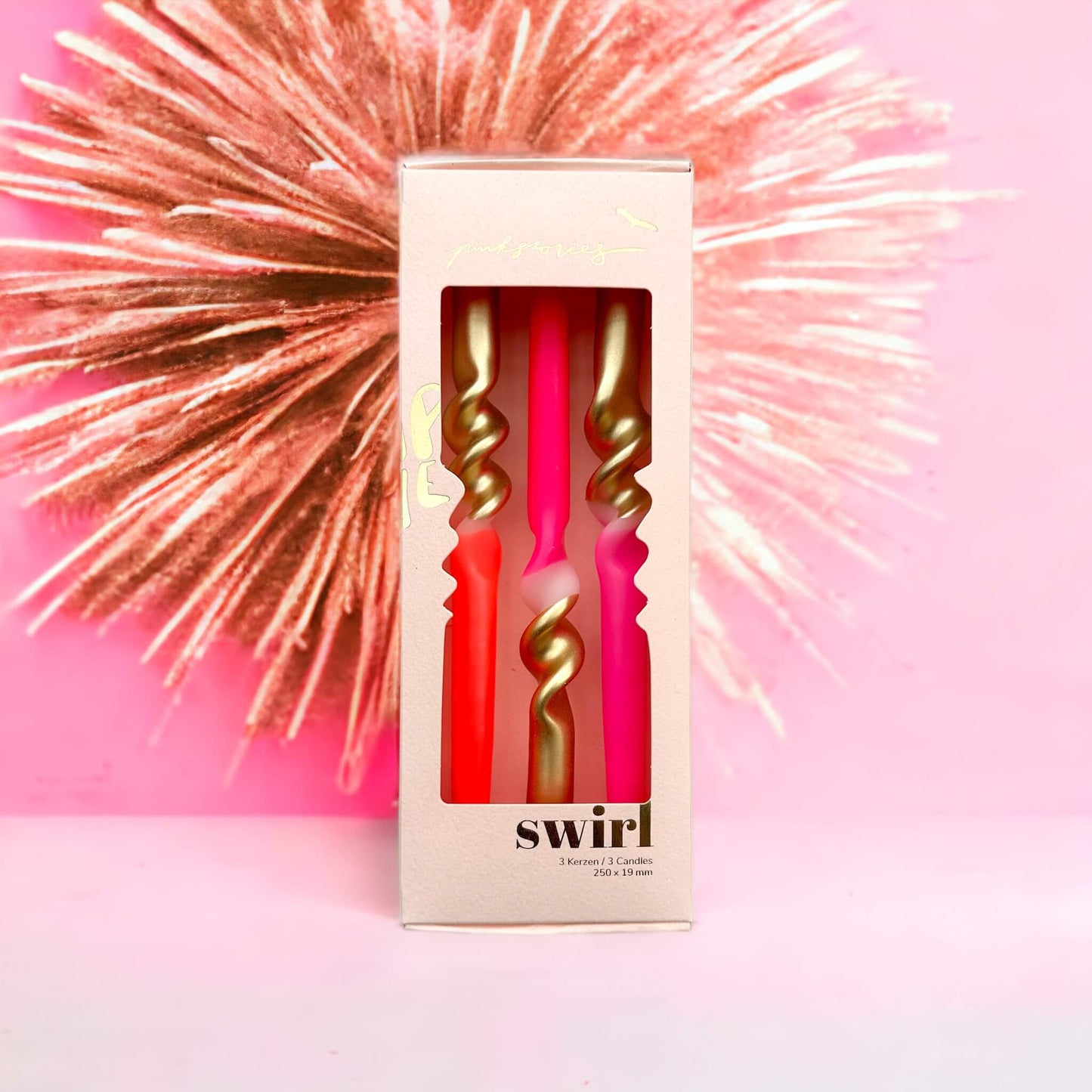 Dip Dye Kaarsenset Golden Hour Swirl - Roze & Goud (3-Pack)