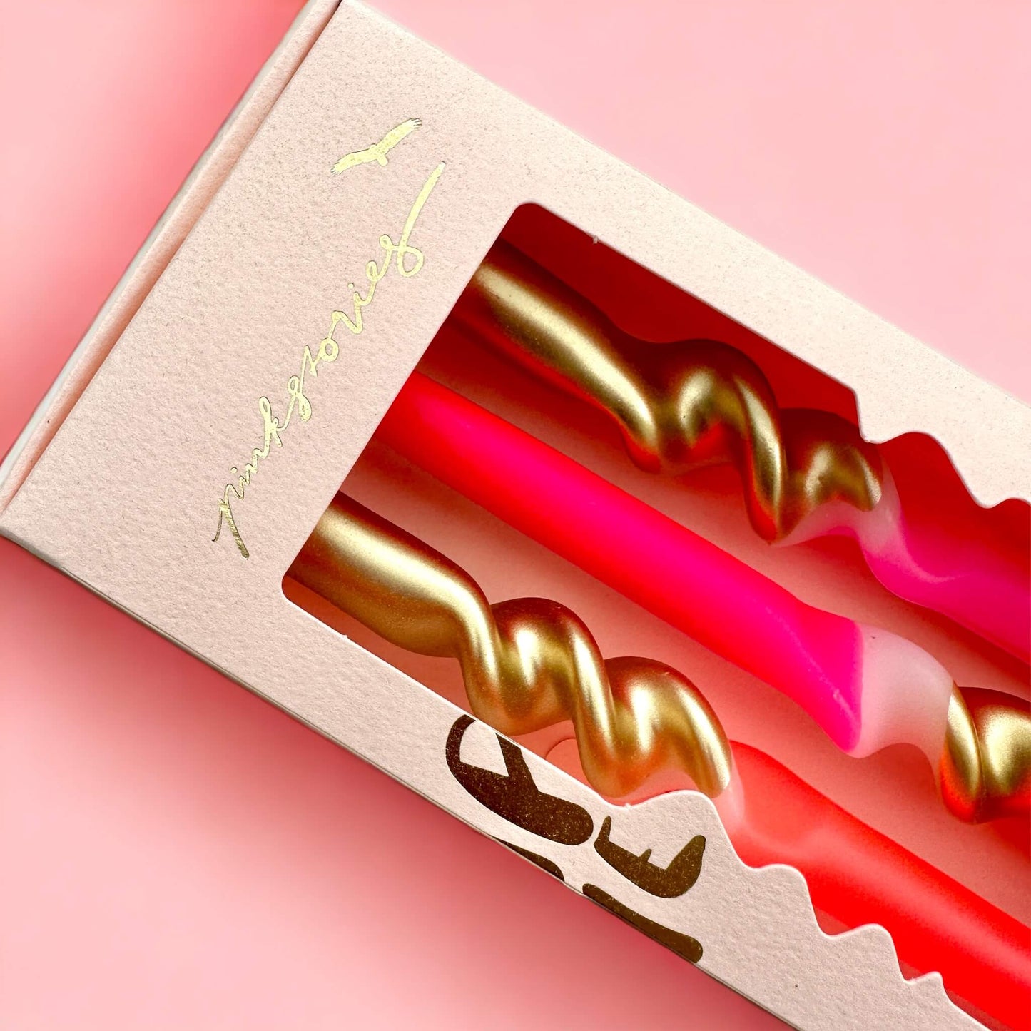 Dip Dye Kaarsenset Golden Hour Swirl - Roze & Goud (3-Pack)