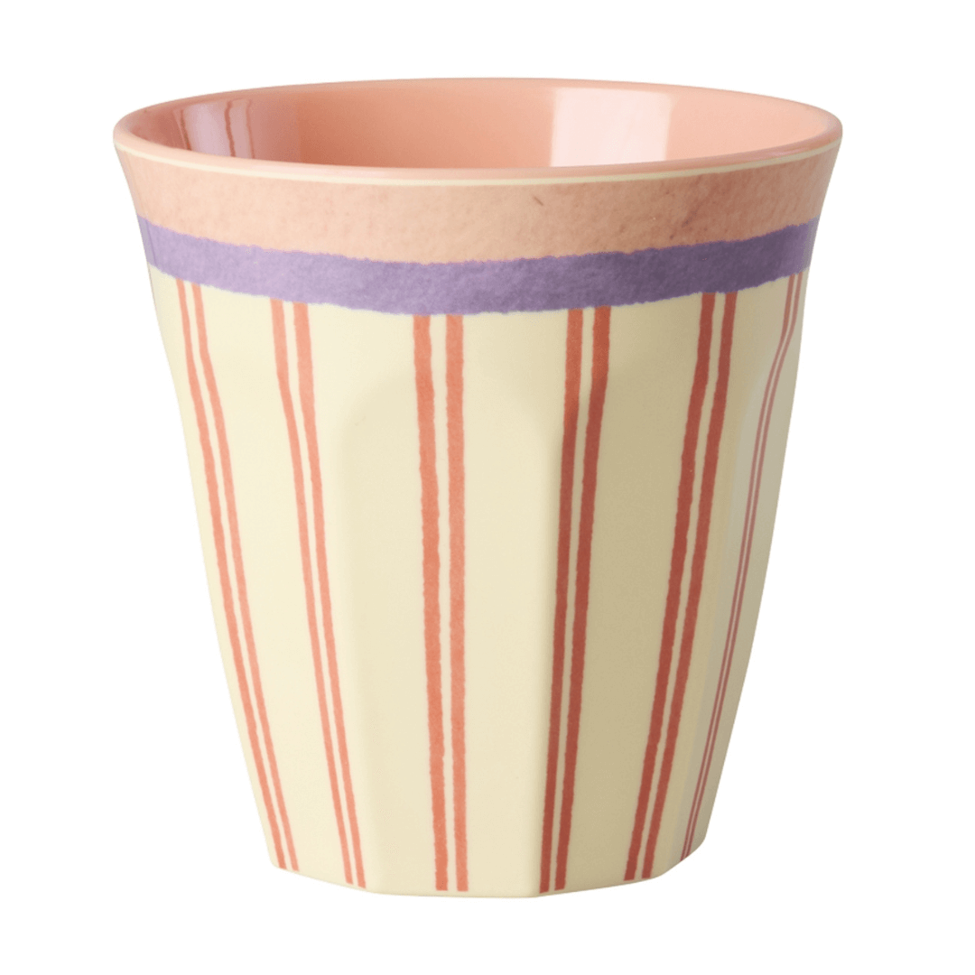 Melamine beker medium - Stripey Love Print - Rice