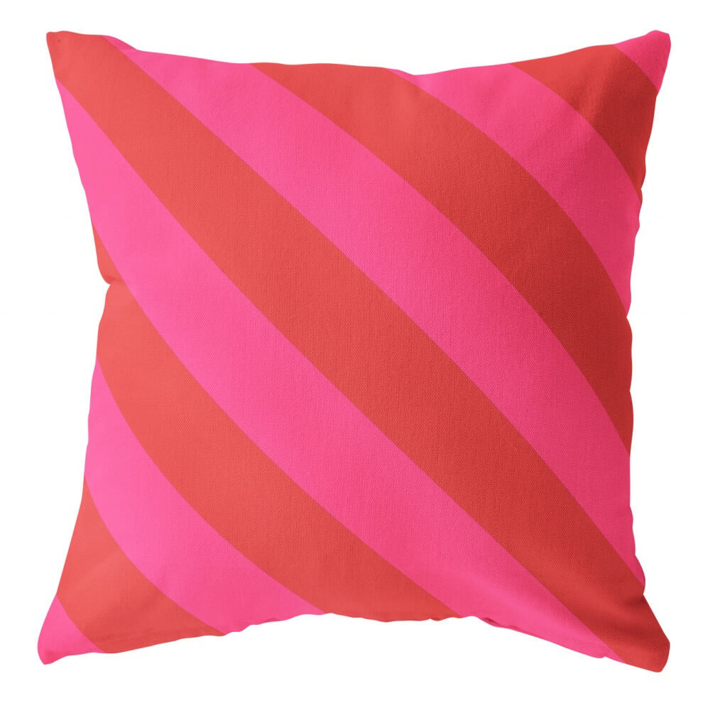 Buitenkussen roze/rood gestreept
