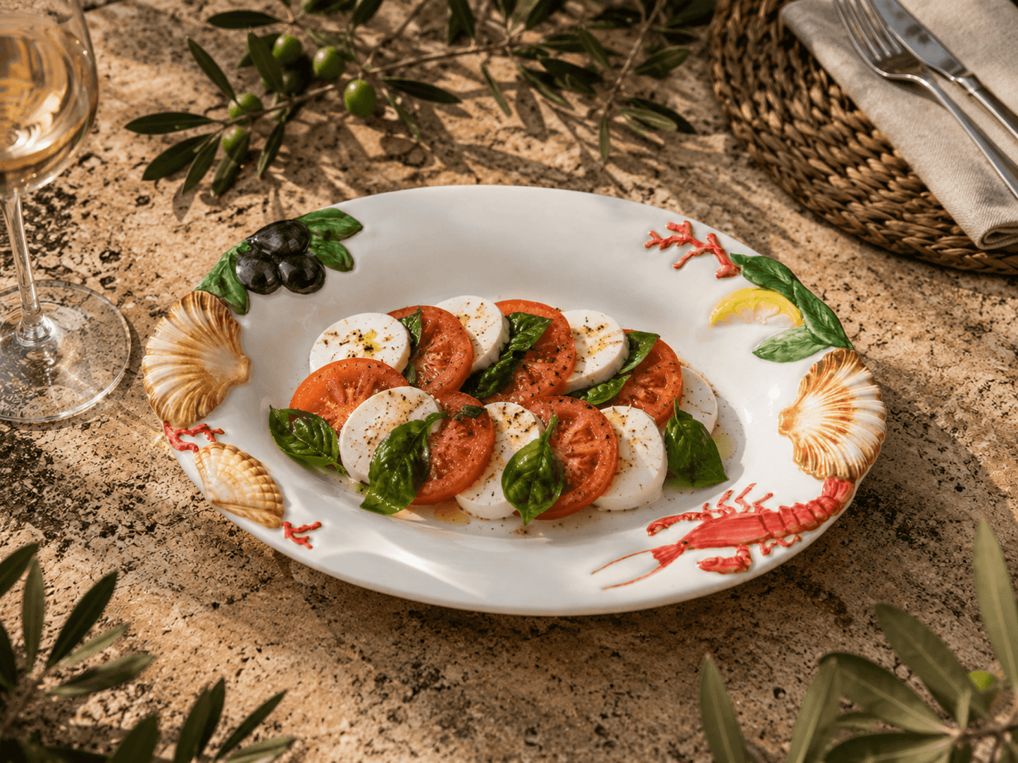 Olivenplatte Handbemalt – Italien – Ø 25 cm