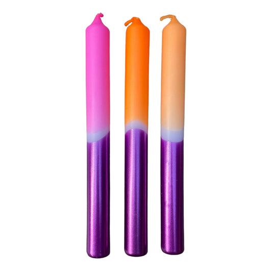 Dip Dye Silicon glossy kaarsen per 3 verpakt - Pink Stories