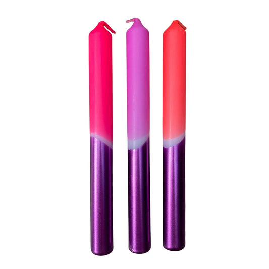 Dip Dye Xenon glossy kaarsen per 3 verpakt - Pink Stories
