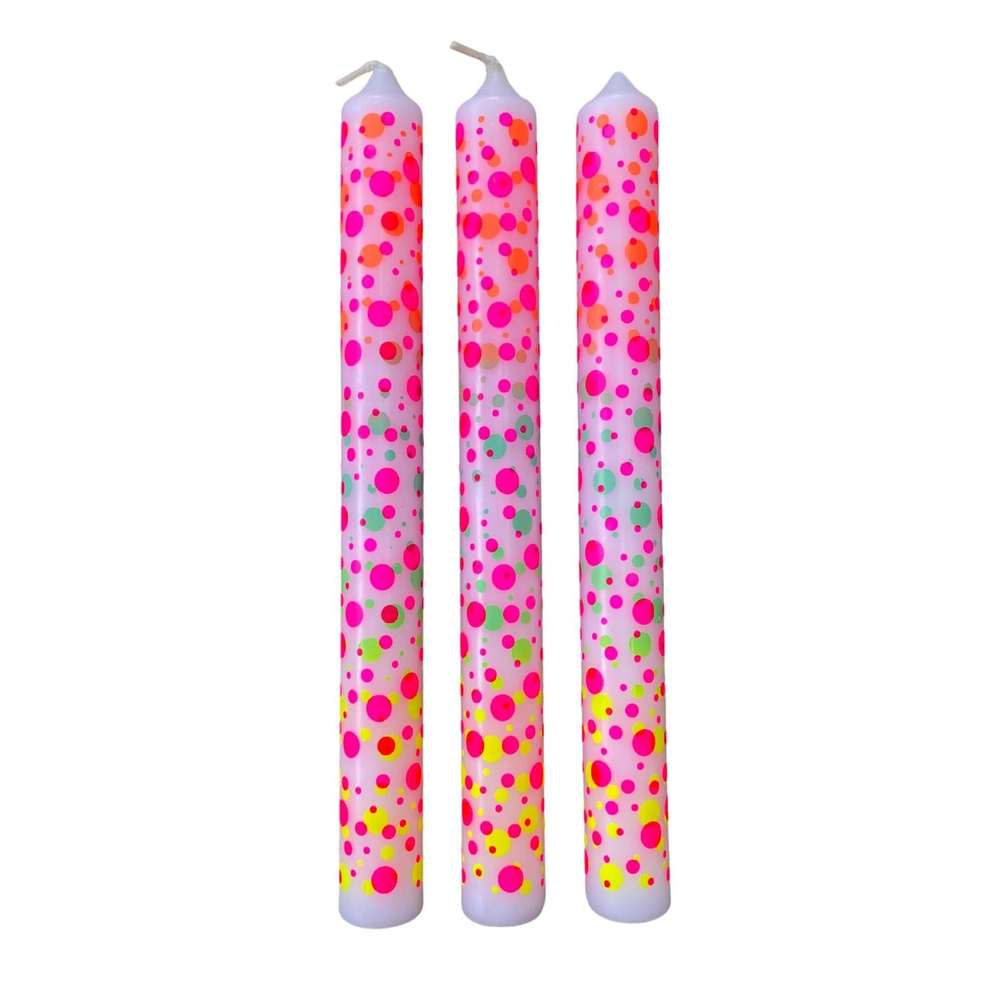 Dip Dye Graphic Dots kaarsen per 3 verpakt - Pink Stories