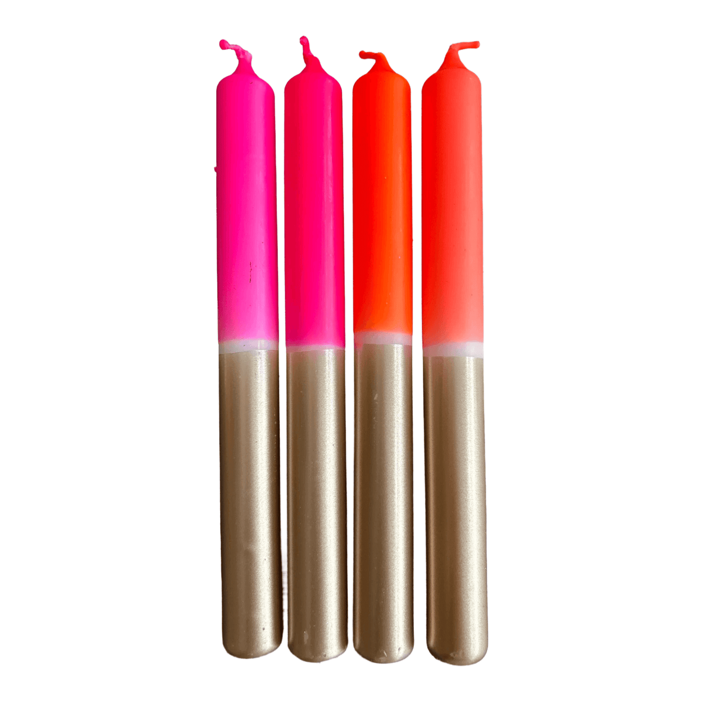 Dip Dye Kaarsenset Moody Reflections - Neon Roze & Oranje (4-Pack)