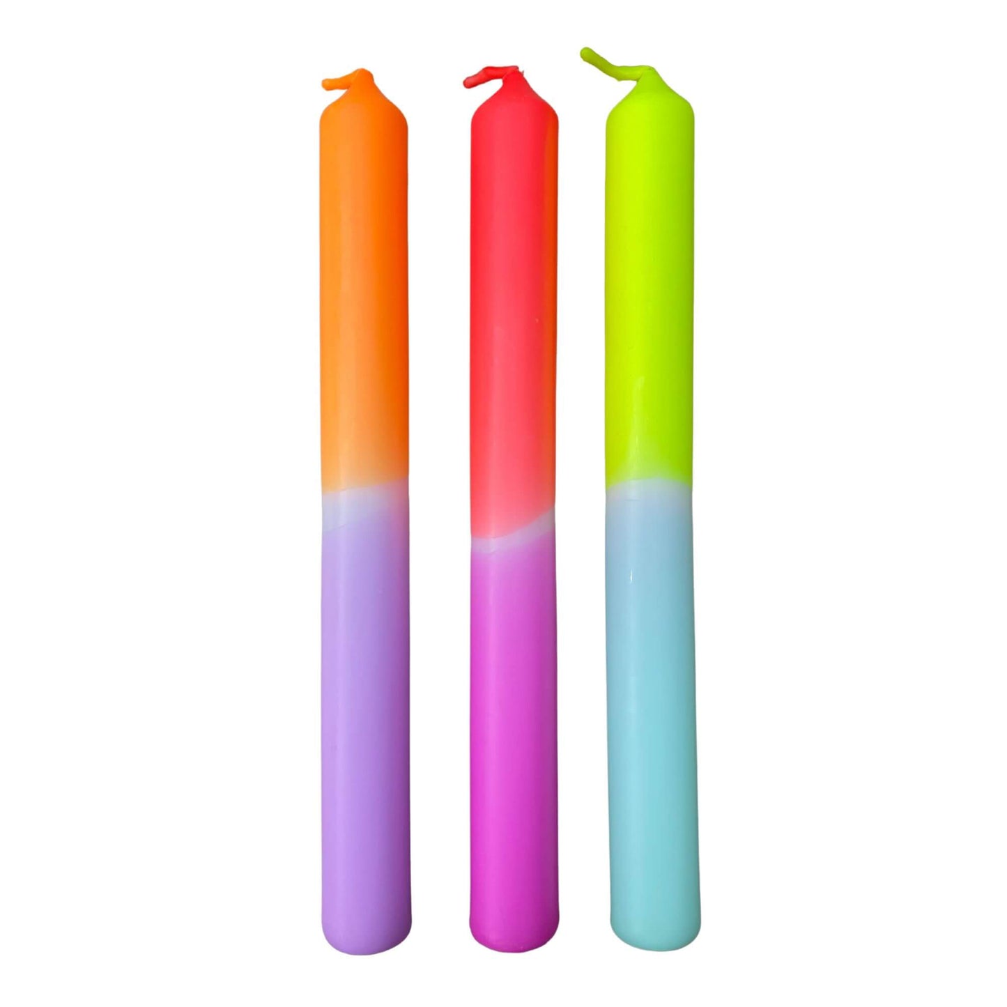 Dip Dye Neon Pastel Tulips kaarsen per 3 verpakt