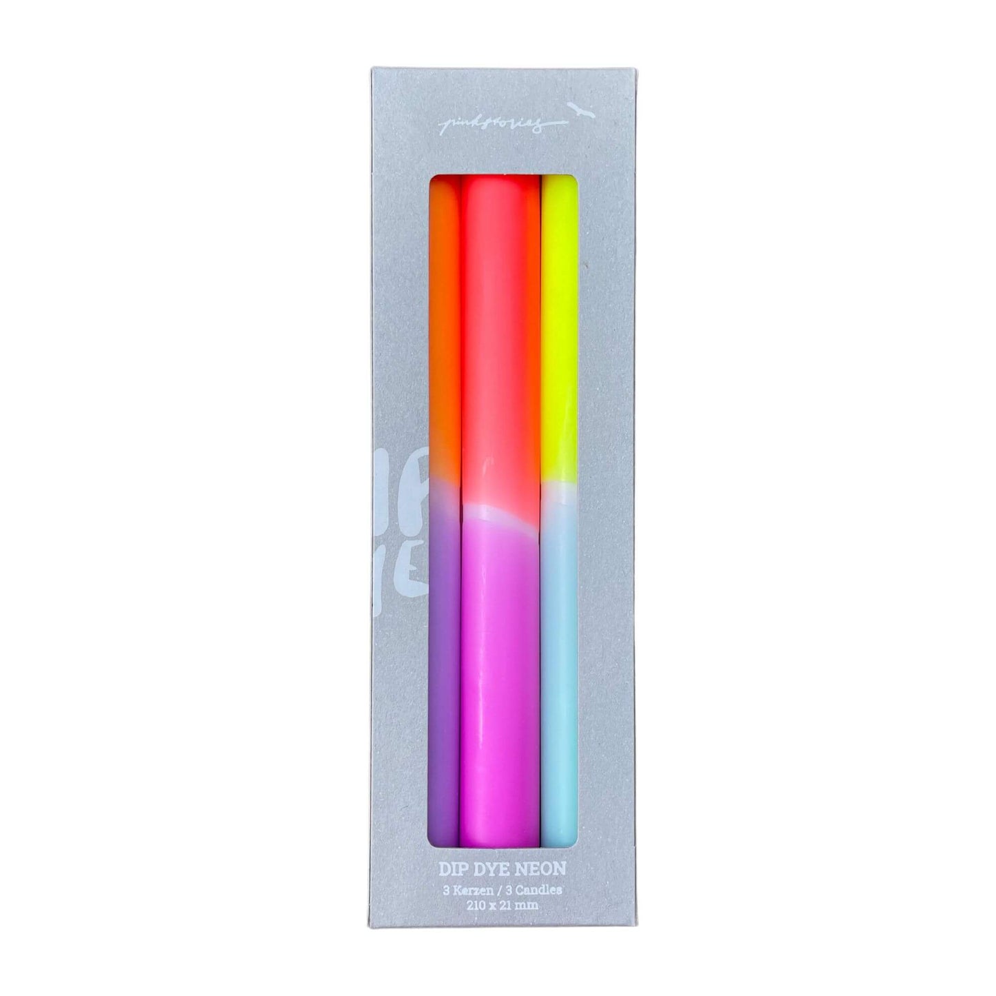 Dip Dye Neon Pastel Tulips kaarsen per 3 verpakt