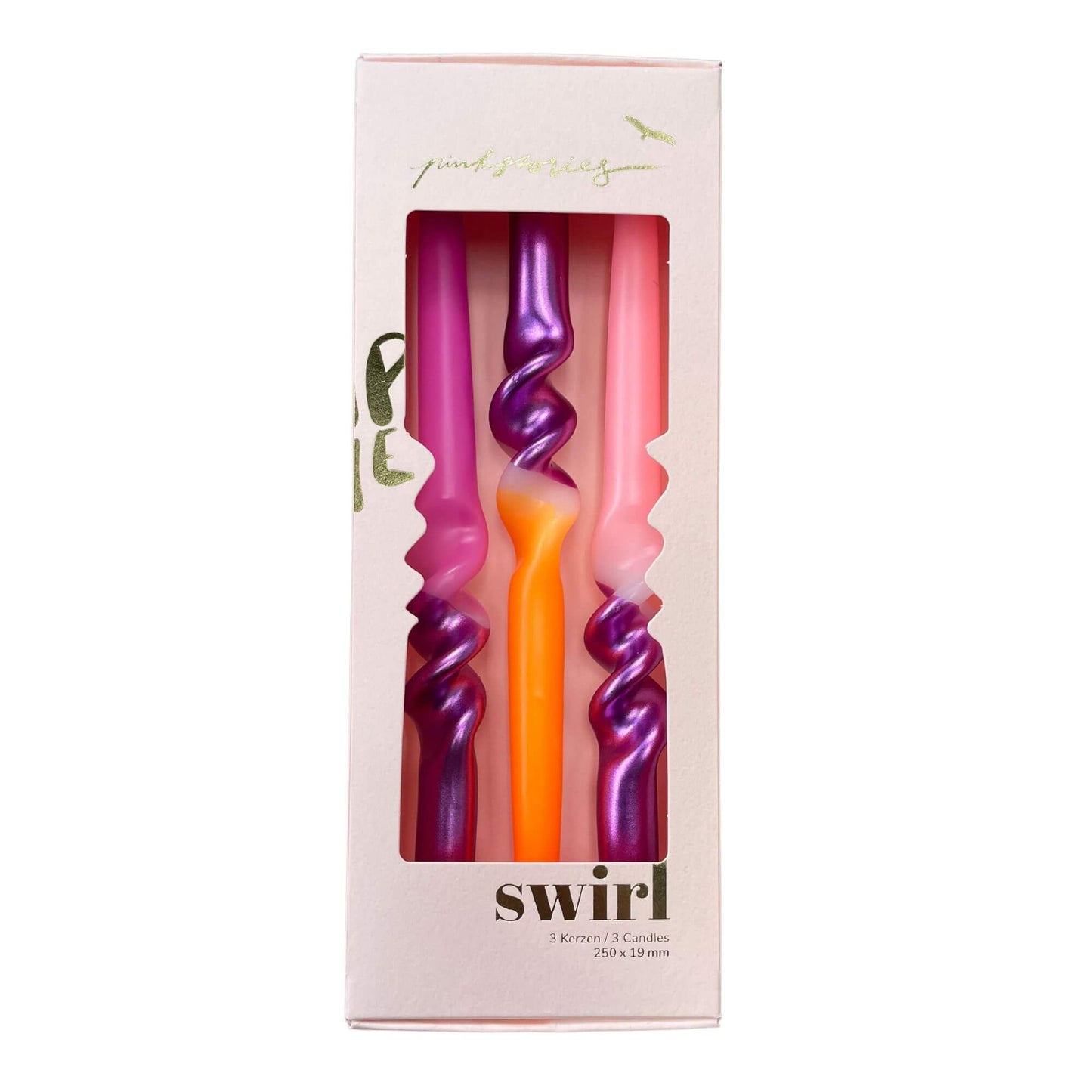 Dip Dye Sunset Disco swirl kaarsen per 3 verpakt - Pink Stories