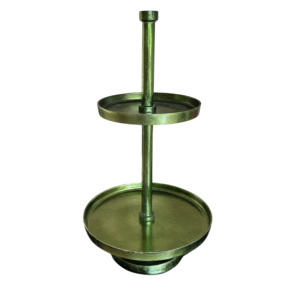 Etagere 2-Schicht Metall - Metallic grün