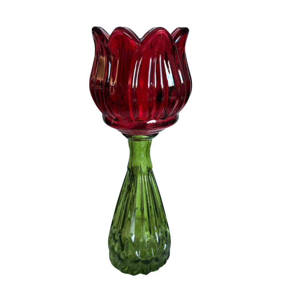 Kandelaar en Vaasje Flower T-light - Rood