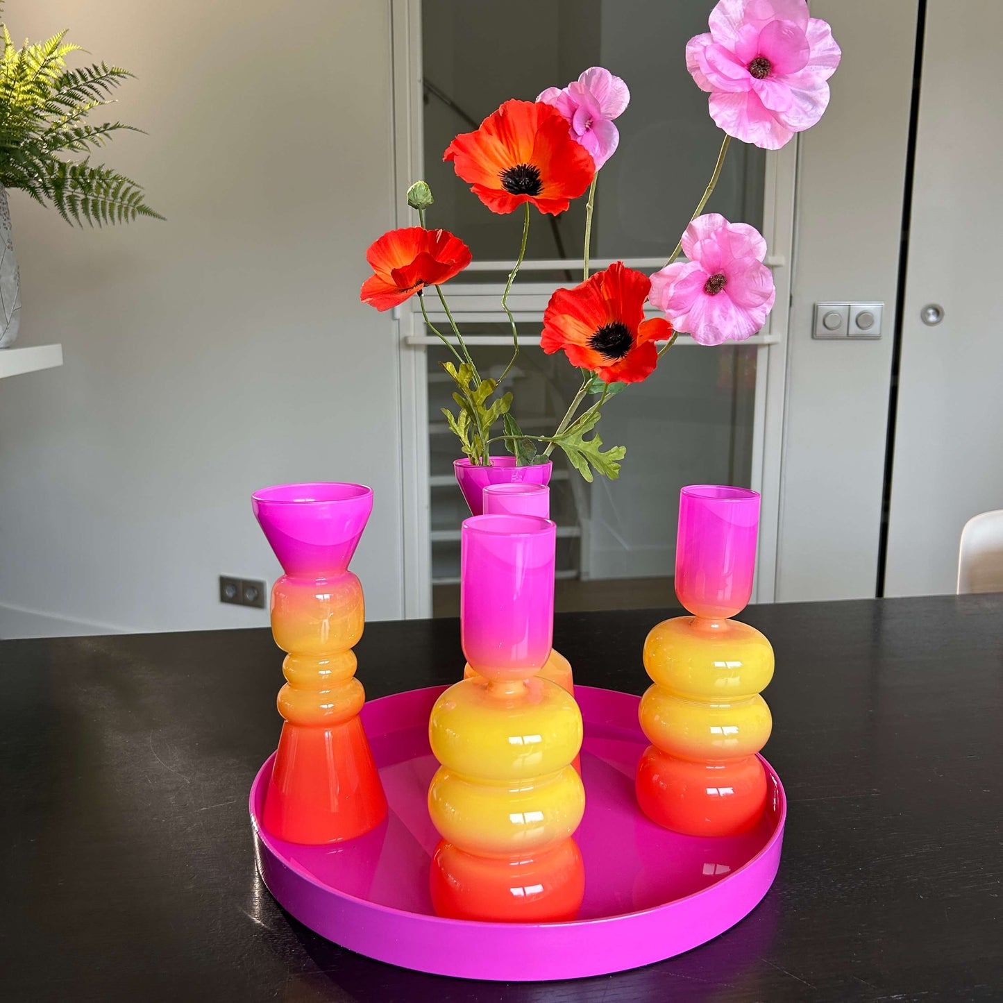 Rond Plateau hoogglans Pastel Fuchsia -Melamine - Ø27cm