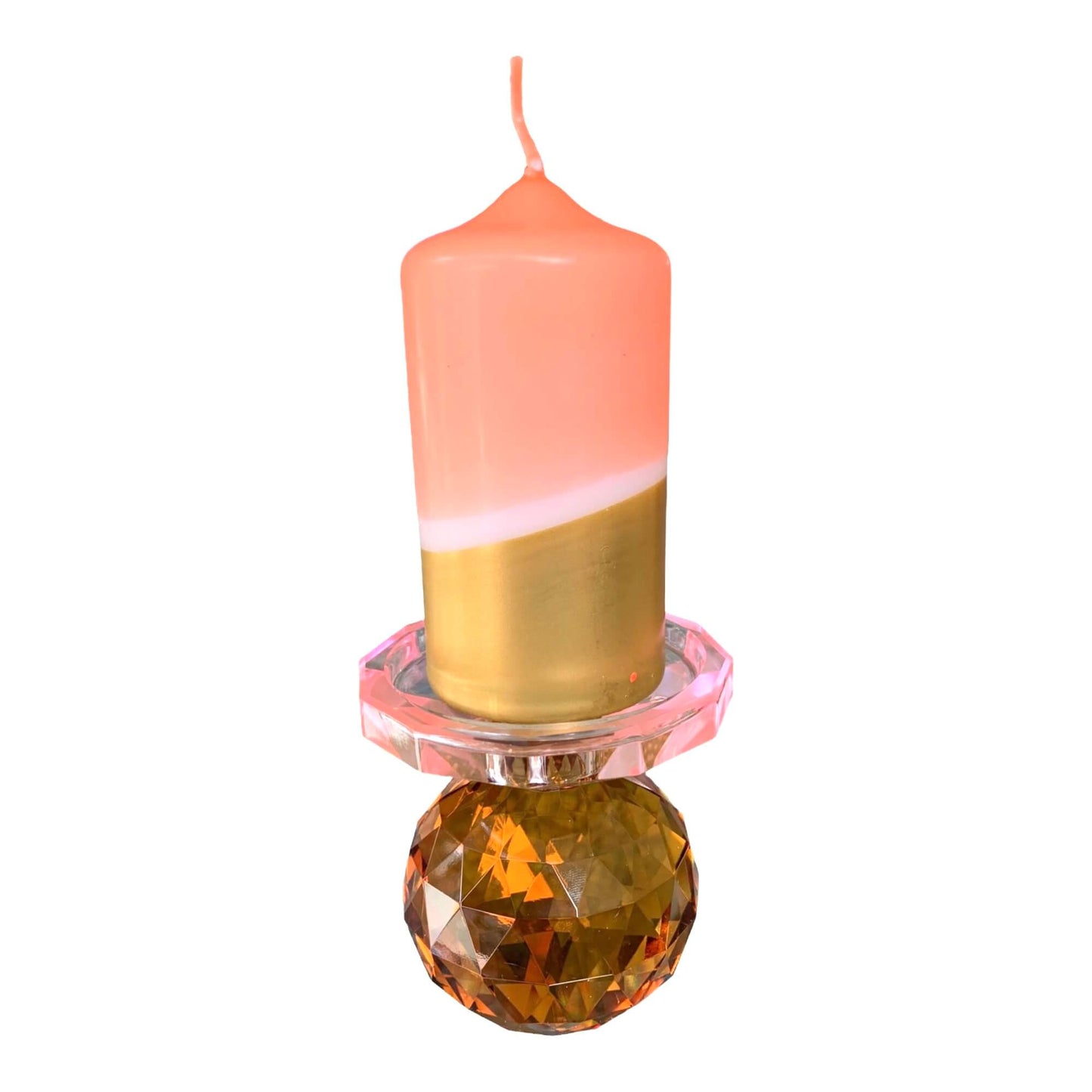 Dip Dye kaars Neon -Pink peach/goud
