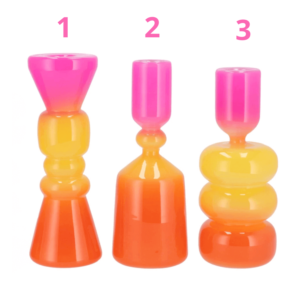 Glazen vaasjes - Roze & Oranje & Geel