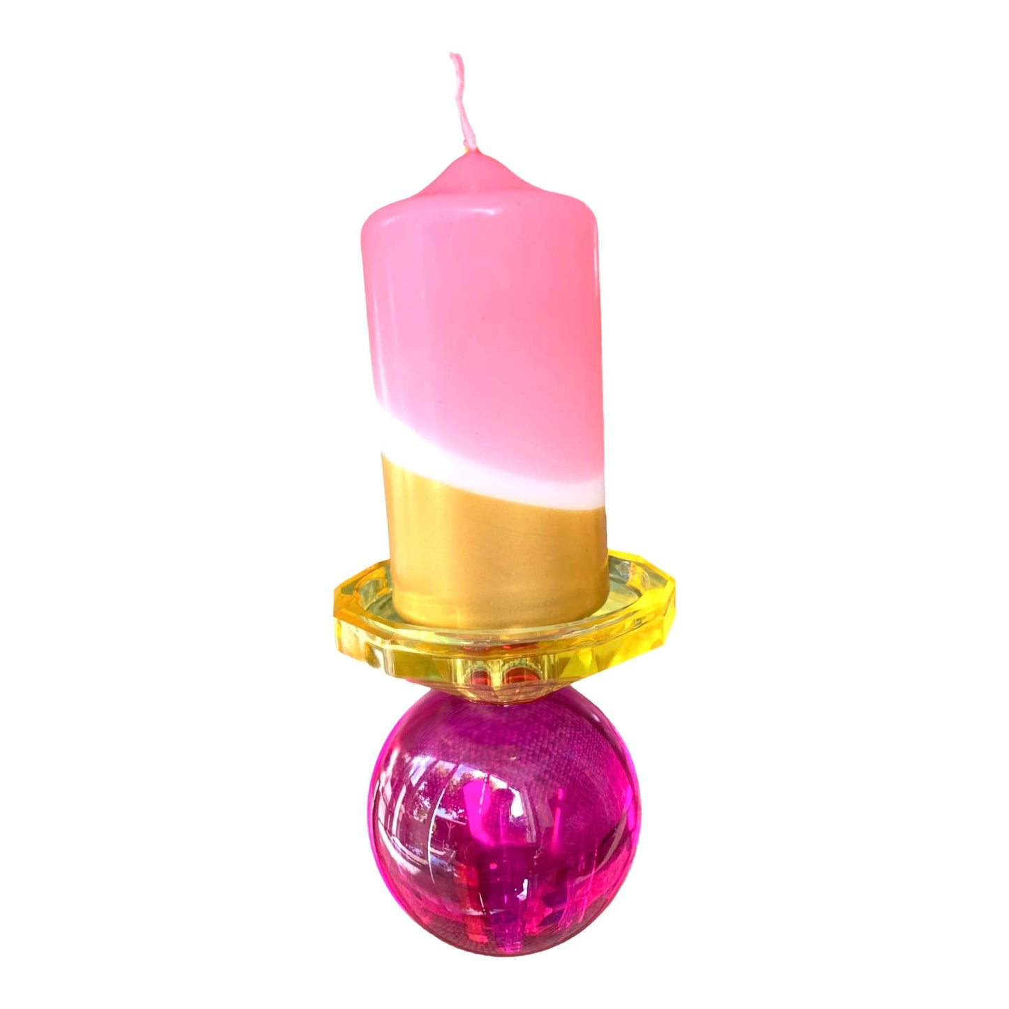 Dip Dye kaars Neon -Pink roze/goud