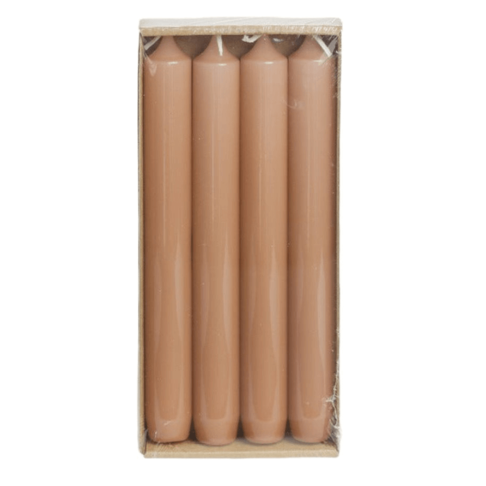 Hoogglans dinerkaarsen -Caramel – set van 4