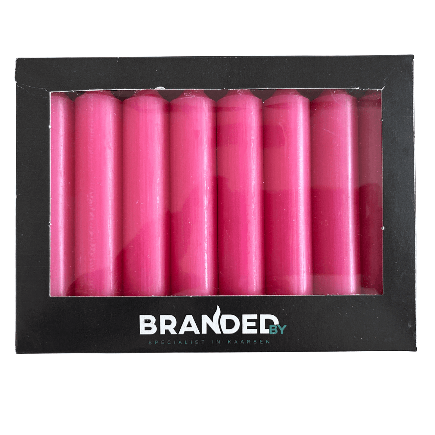 Korte Dinerkaarsen – Set van 8 – Fuchsia-roze