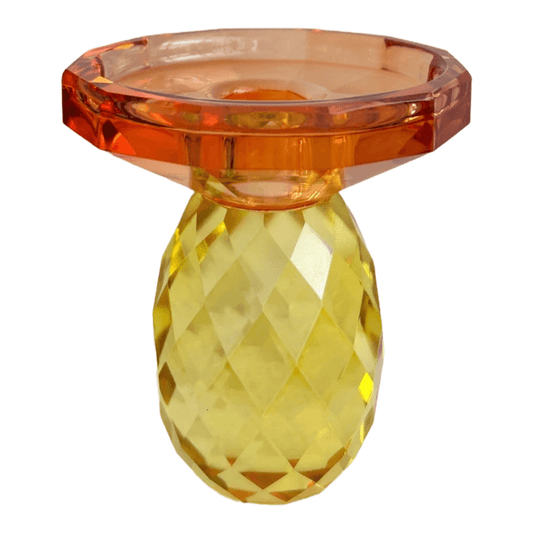 Glazen kandelaar van kristalglas geel/oranje
