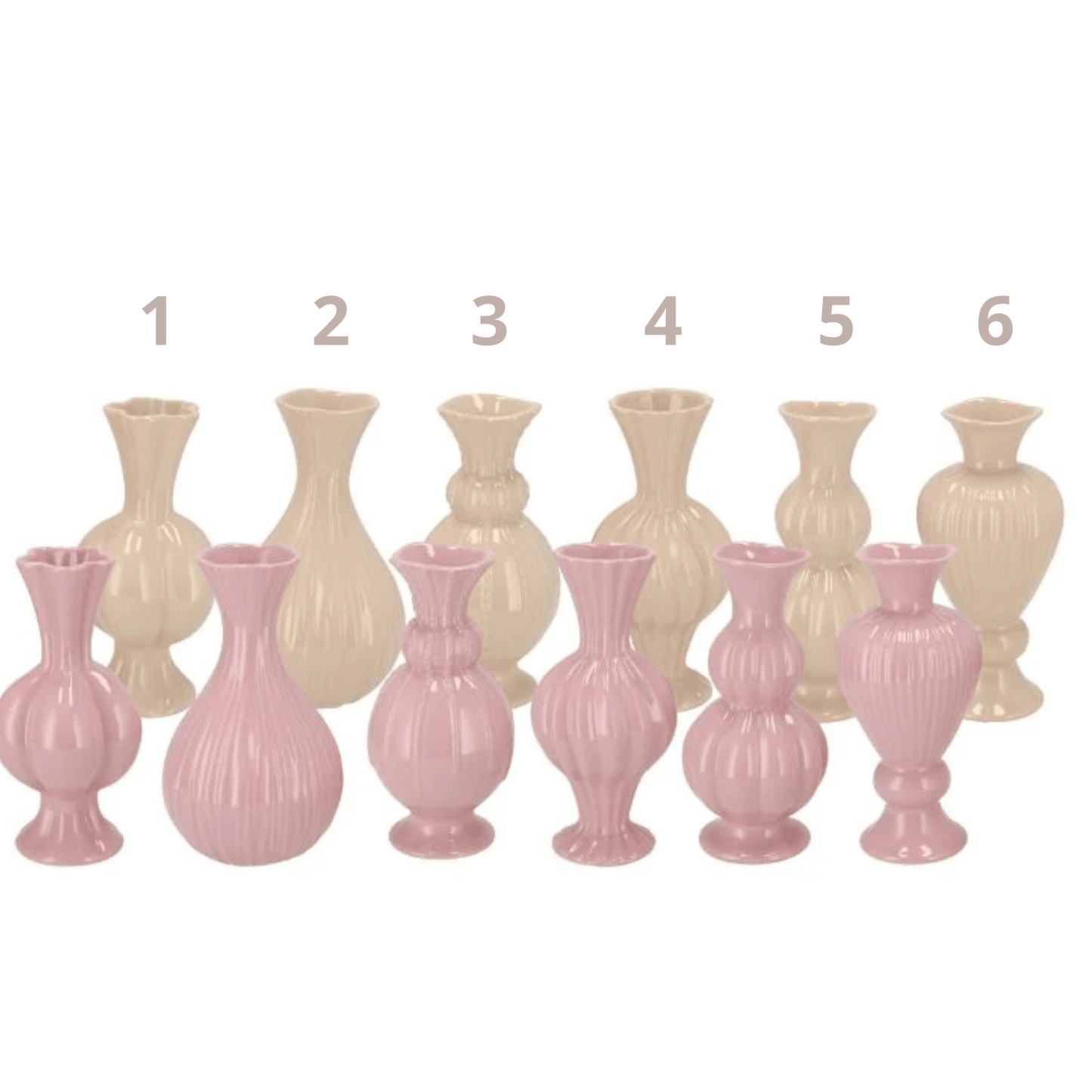 Vaasjes – zand & roze - 22 cm Hoog