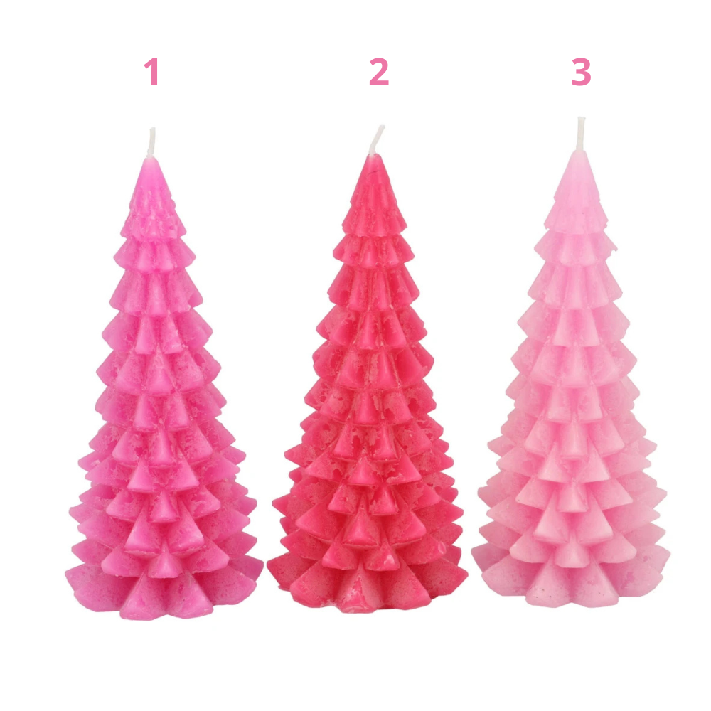 Kerstboomkaarsen in Roze mix - 20cm hoog