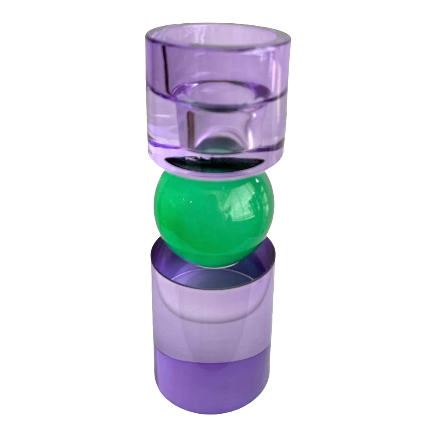 Kristalglas  kandelaar Lila & Groen
