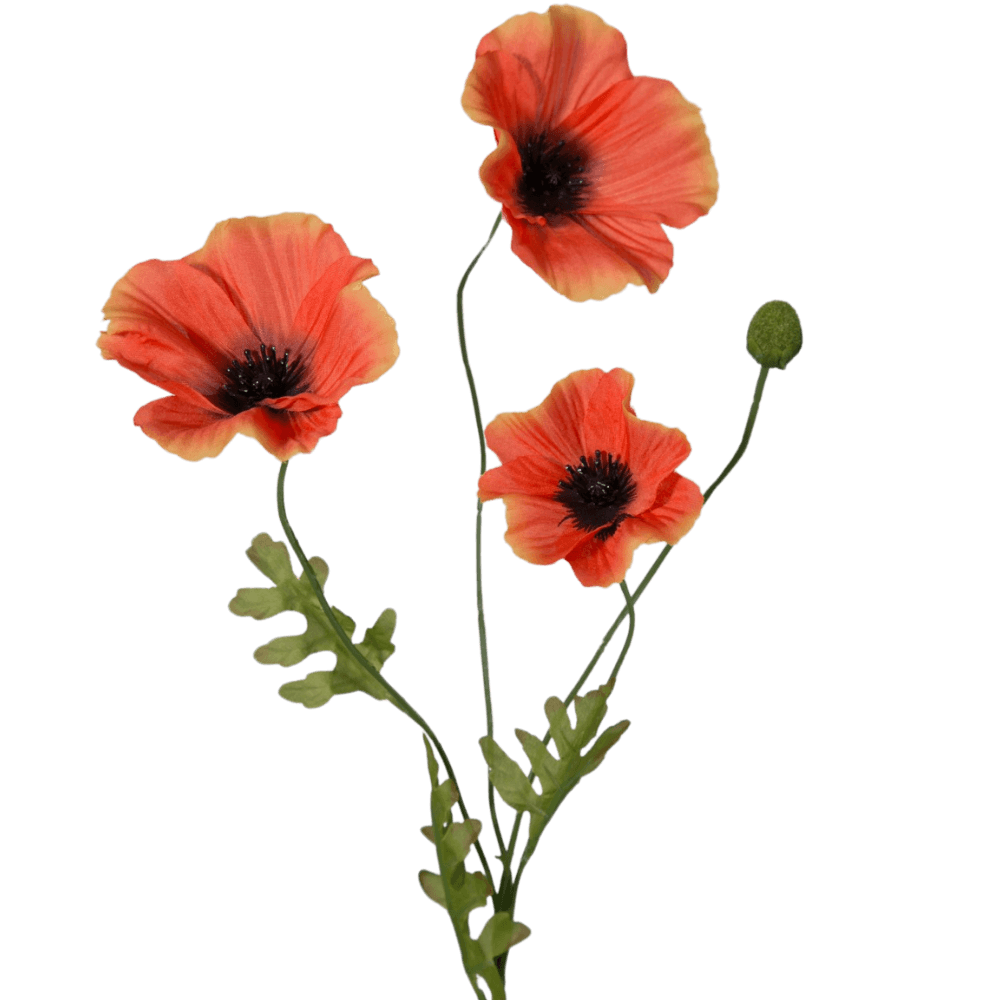 Zijden bloem Papaver - Warm Oranje
