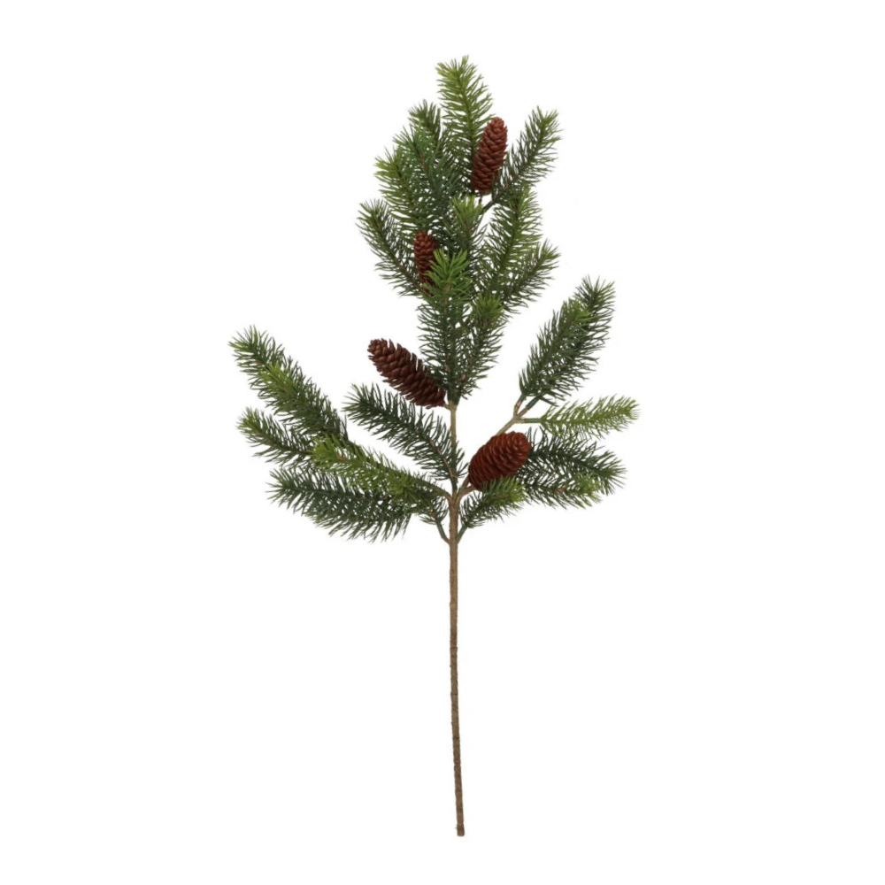Künstlicher Tannenzweig mit Zapfen – 64 cm – Basics & Trends