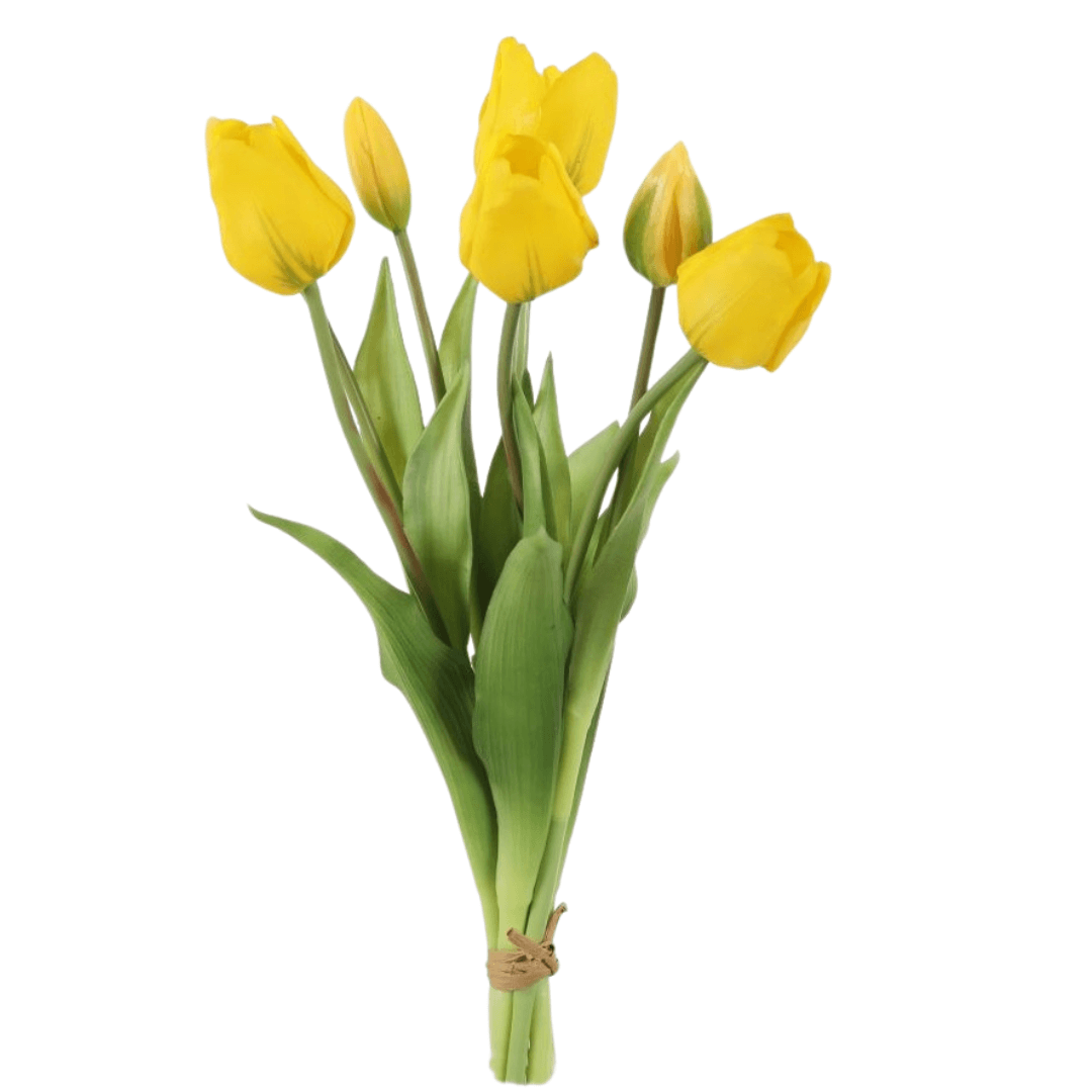 Kunsttulpen boeket - Real Touch - Geel -7 tulpen