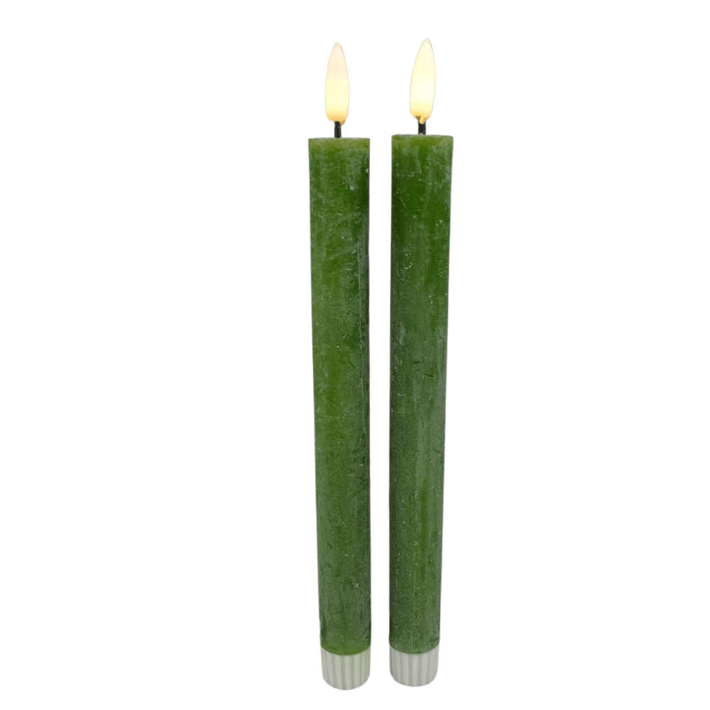 LED Dinerkaarsen incl afstandsbediening – Set van 2 – groen – excl. batterijen