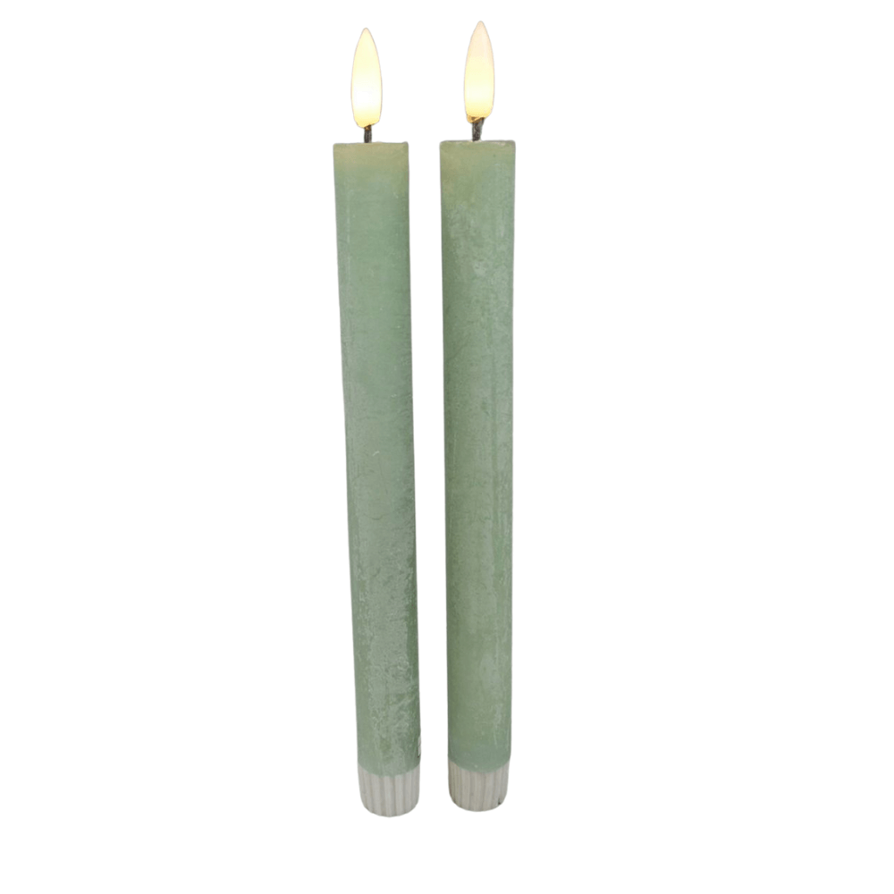 LED Dinerkaarsen incl afstandsbediening – Set van 2 – licht groen – excl. batterijen