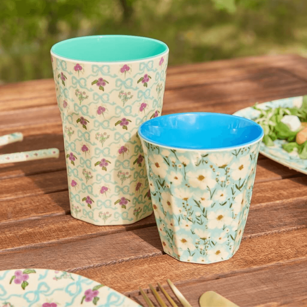 Melamine beker medium Summer Bloom print - Rice