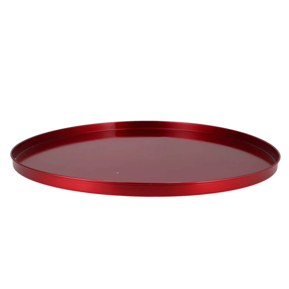Rundes Metallic-Rotes Serviertablett – Ø37 cm – Metall – Basics & Trends