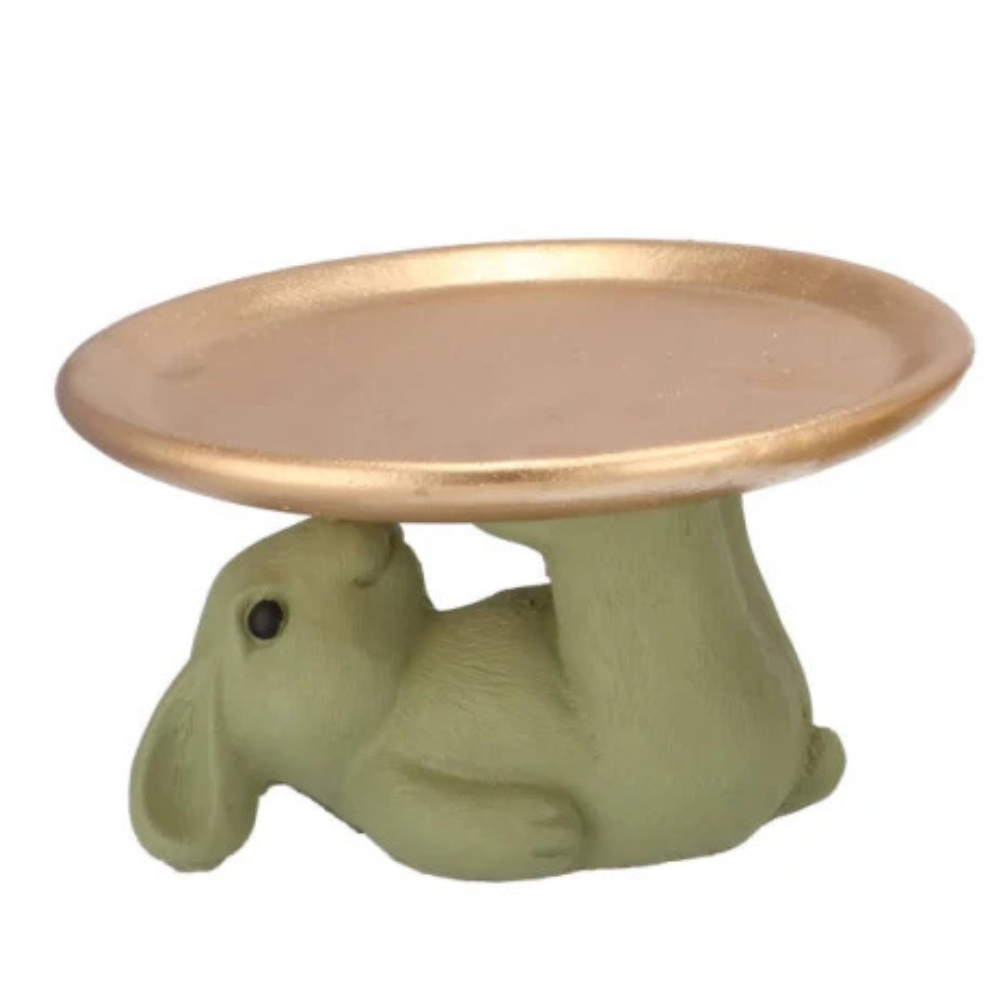 Paasdecoratie Konijn met Plateau – Groen- in 2 Maten