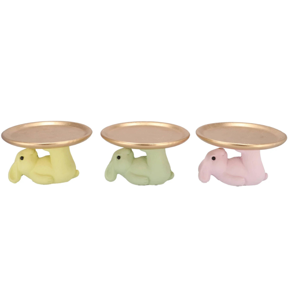 Paasdecoratie Konijn met goud Plateau – Pastel Groen