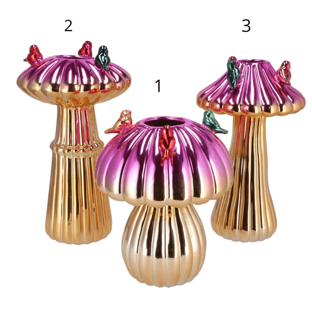 Paddestoel Vaas Metallic - roze & Goud - Aktie!!!