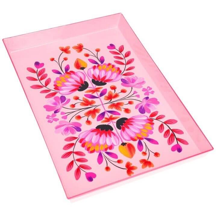 Plateau met bloemen motief– Roze & Rood & Paars