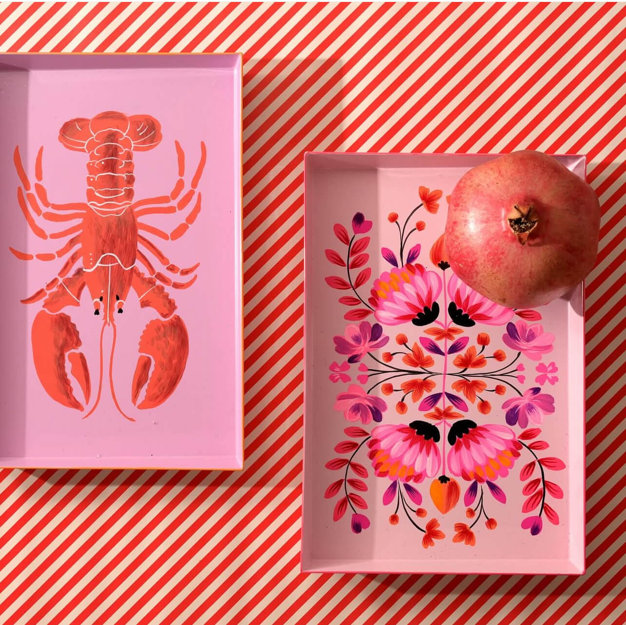 Plateau met Kreeftprint – Roze & Rood & Oranje