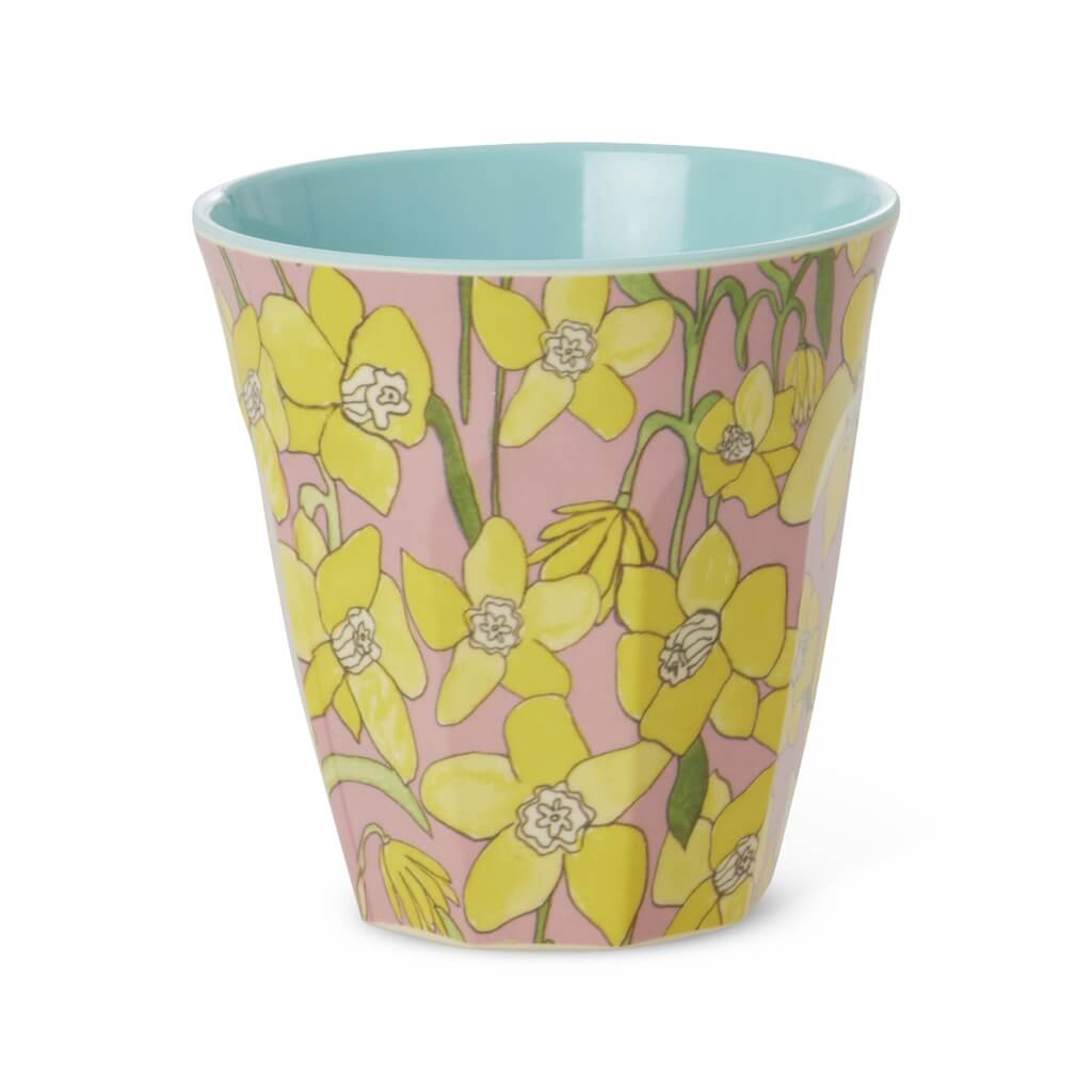 Melamine beker medium Daffodils print- Rice