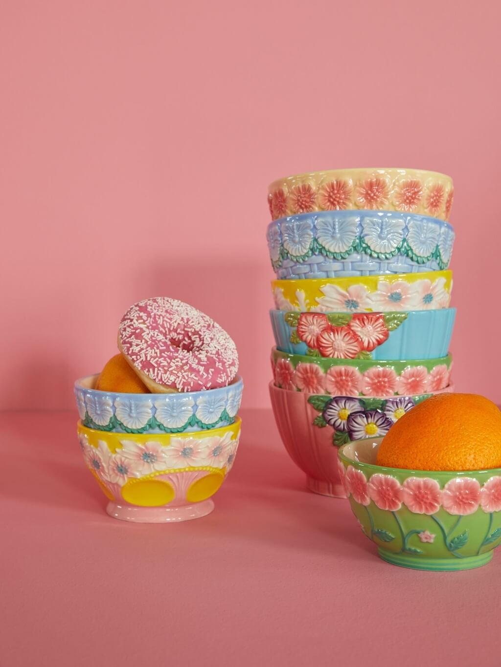Schaaltje met bloemensculptuur in het roze 600ml - Rice