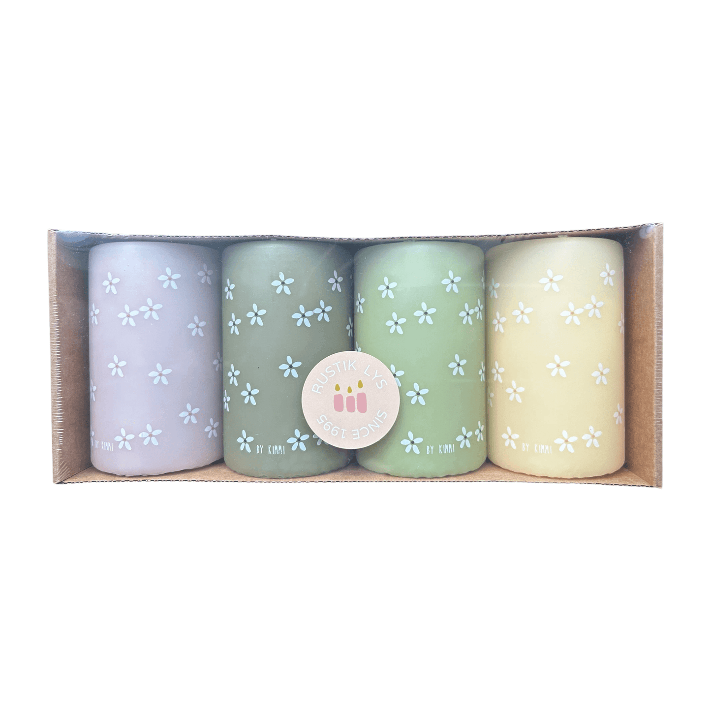 Kaarsen flowers spring per 4 stuks