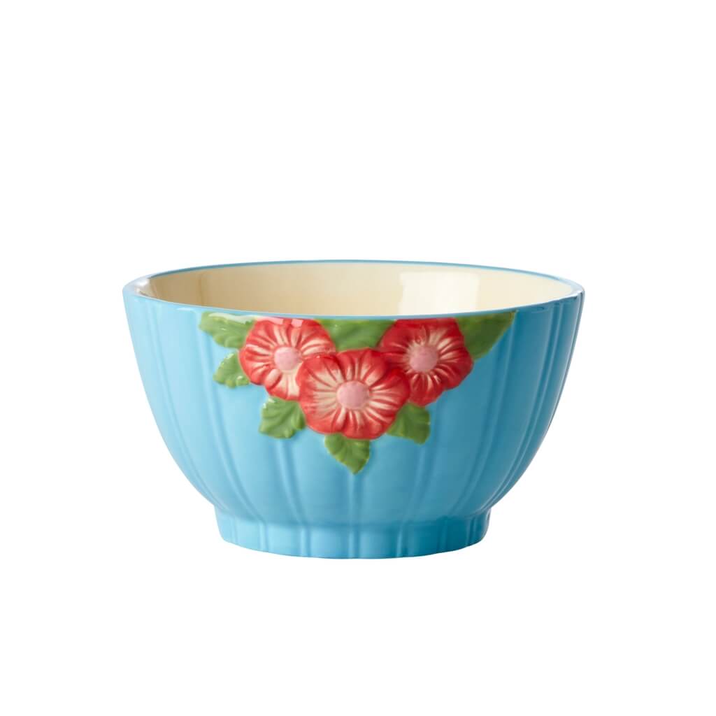 Schaaltje met bloemensculptuur in het blauw 600ml - Rice
